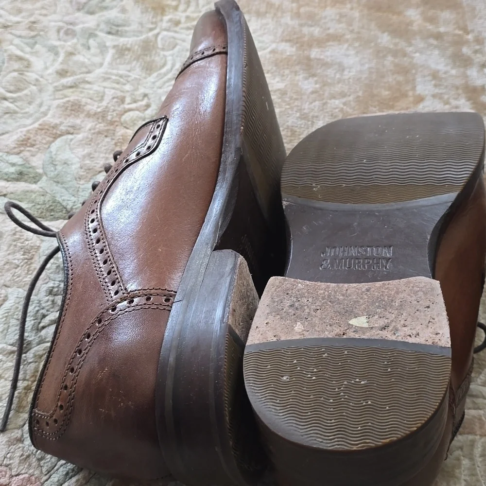 Johnston & Murphy shoes Men's Brown laced lace up Oxfords Size 9.5 9-1/2